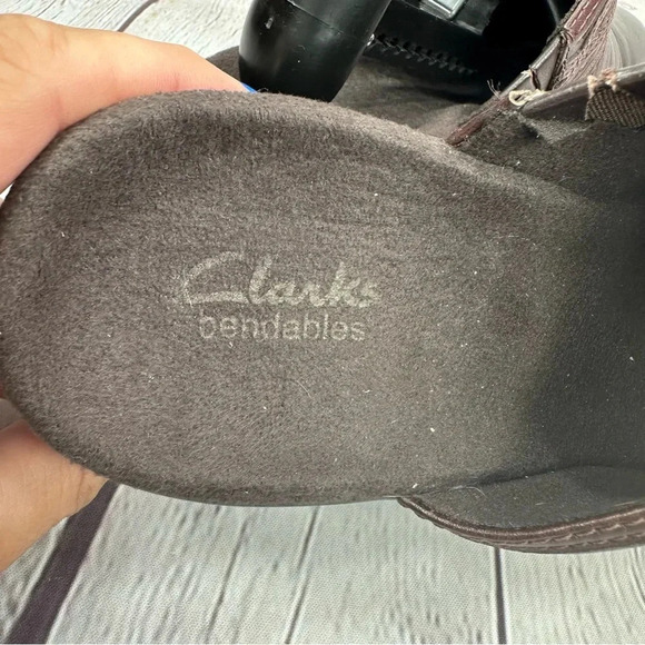 clarks bendables  brown clogs mules may oval leather sz 8 - Picture 6 of 10